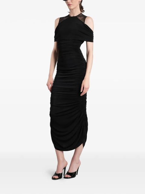 Marine Serre ruched off-shoulder dress - Black