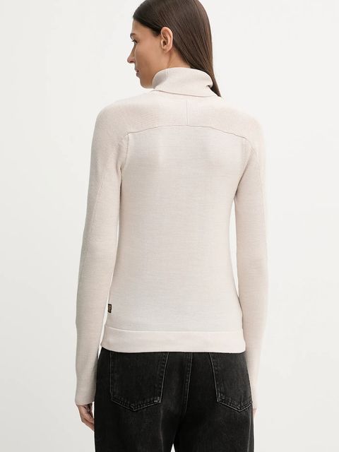G-Star sweter wełniany 0 damski kolor beżowy lekki z golfem D27713.B692