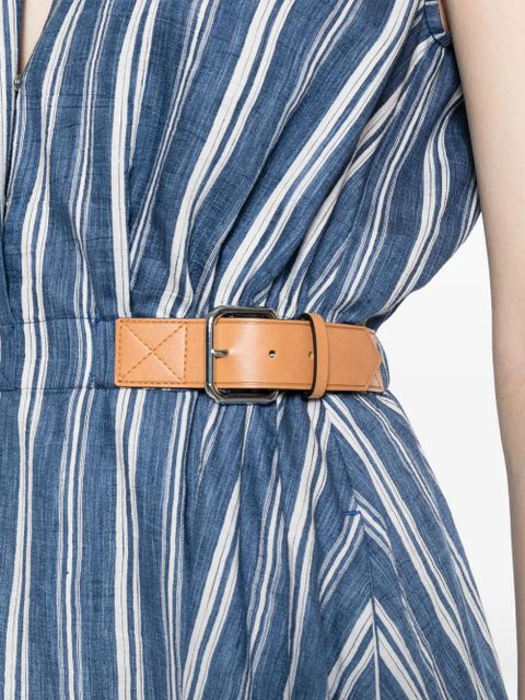 SANDRO striped belt-detail maxi dress - Blue