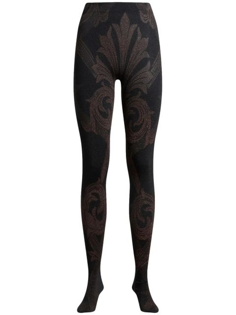 ETRO x Wolford metallic-jacquard tights - Brown - zdjęcie produktu nr 1