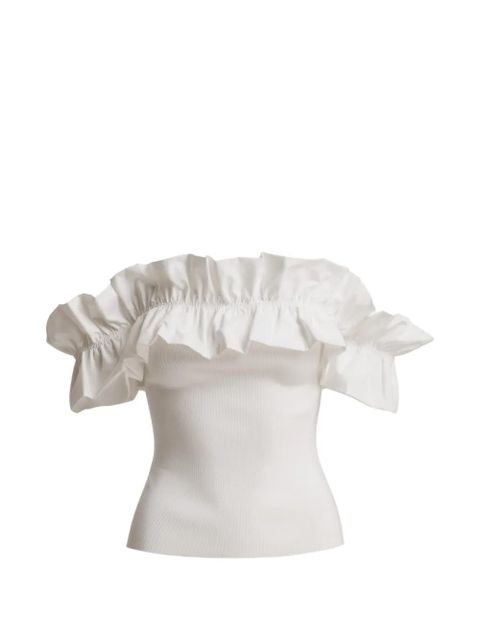 Essentiel Antwerp ruffled-neck off-shoulder top - White - zdjęcie produktu nr 1