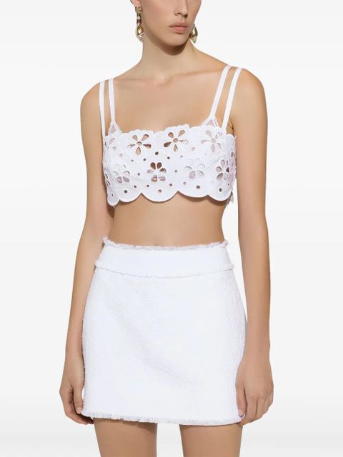 Dolce & Gabbana cut-out detailed cotton top - White