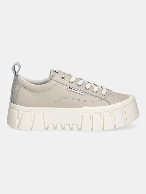 Tommy Jeans sneakersy skórzane TJW VULC FLATFORM LEATHER damskie kolor beżowy EN0EN03008 - zdjęcie produktu nr 2