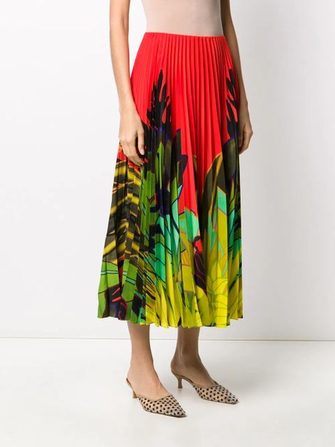 Valentino Garavani Mirrored Monkeys Forest pleated skirt