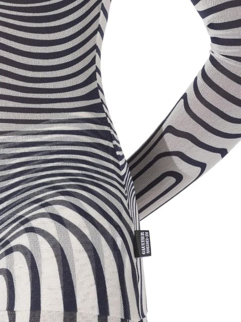 Jean Paul Gaultier long-sleeve morphing-stripes top - White