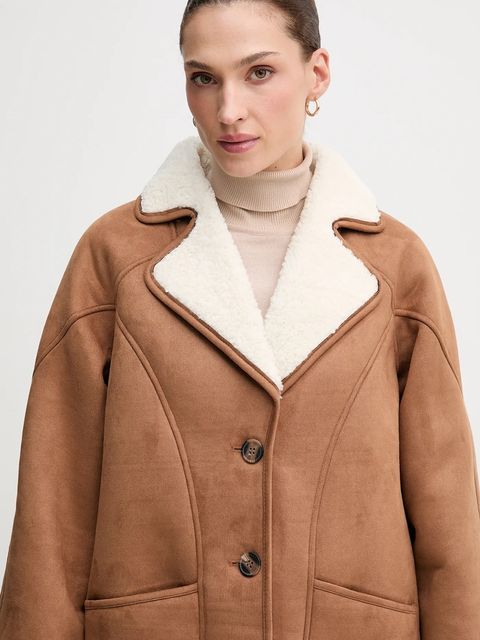 Pepe Jeans płaszcz kolor brązowy PL4024362