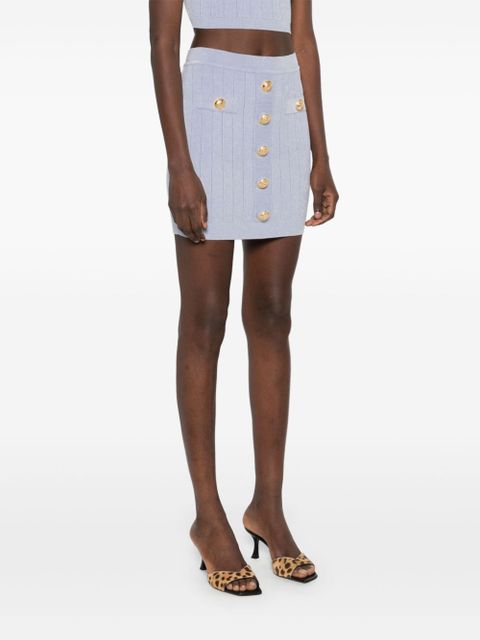 Balmain Coin-buttons detailed mini skirt - Blue