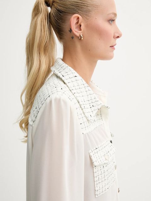 Morgan koszula damska kolor beżowy regular z kołnierzykiem klasycznym CGABY