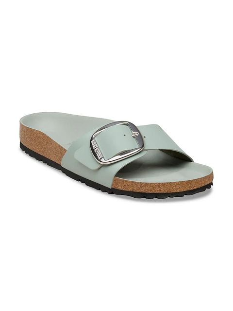 Birkenstock klapki na płaskim obcasie damskie skórzane Madrid Big Buckle - zdjęcie produktu nr 1