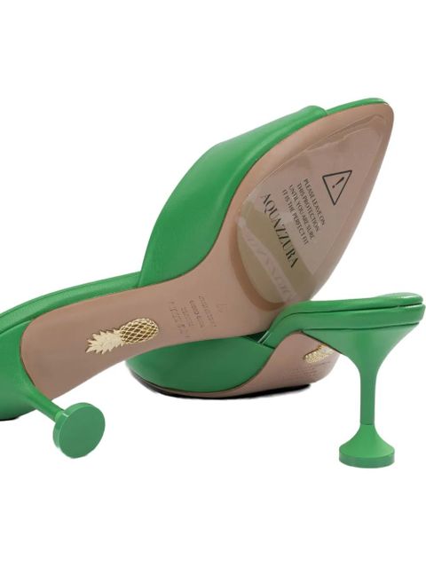 Aquazzura Bisous leather mules - Green