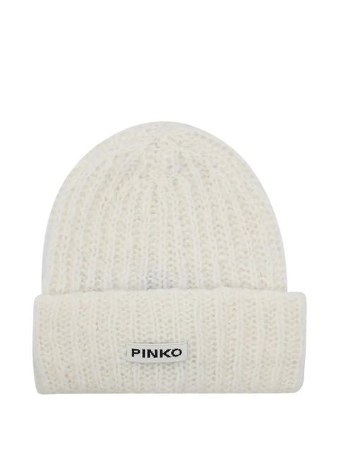PINKO logo-patch beanie hat - White - zdjęcie produktu nr 1