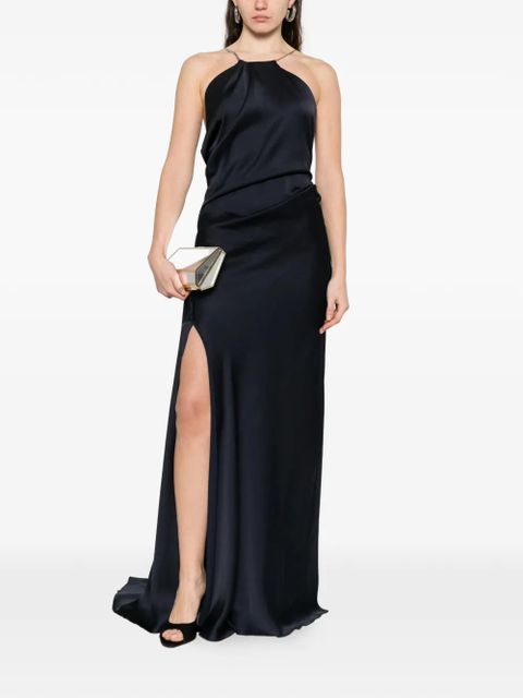 Victoria Beckham chain-halterneck gown - Blue - zdjęcie produktu nr 2