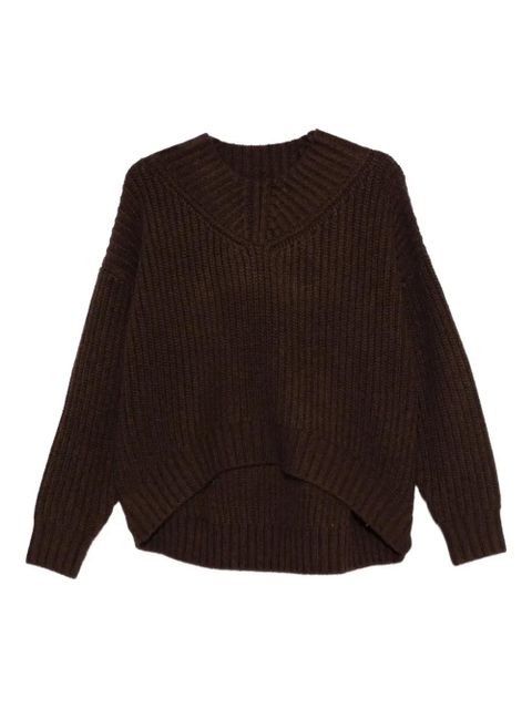 STAUD ribbed V-neck sweater - Brown - zdjęcie produktu nr 1