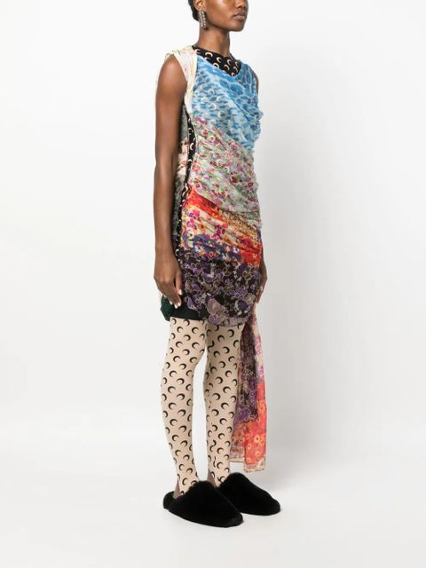 Marine Serre Regenerated Scarves silk minidress - Blue