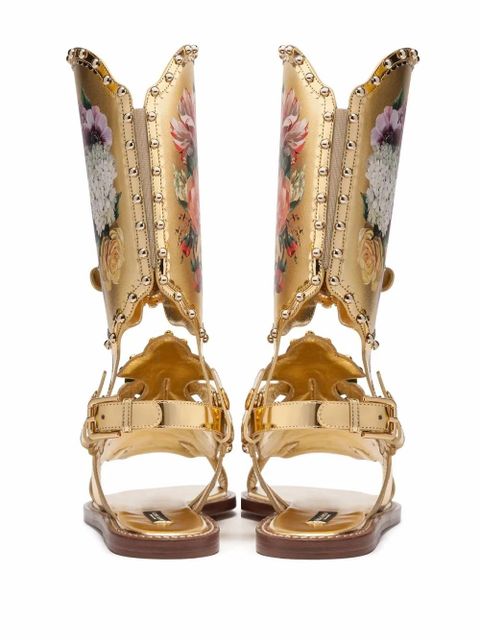 Dolce & Gabbana floral-motif gladiator sandals - Gold