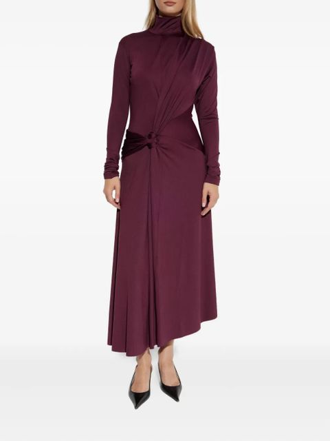 Victoria Beckham turtleneck knot-detail asymmetrical dress - Red