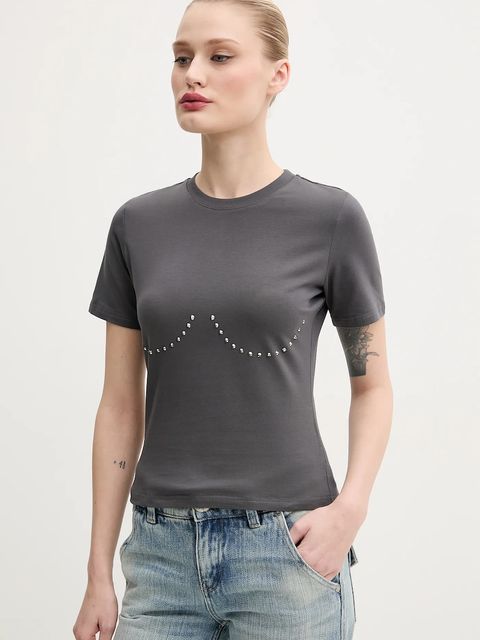 Never Fully Dressed t-shirt damski kolor szary - zdjęcie produktu nr 1