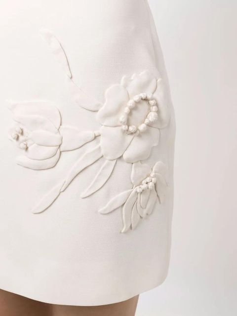 Valentino Garavani floral-embroidered mini skirt - Neutrals - zdjęcie produktu nr 2