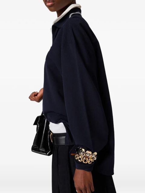 Miu Miu zippered logo patch polo shirt - Blue