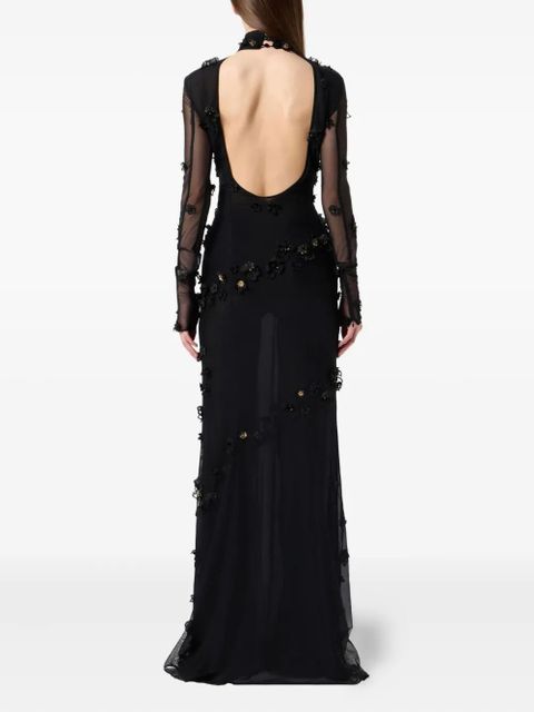 Blumarine floral-embellished maxi dress - Black