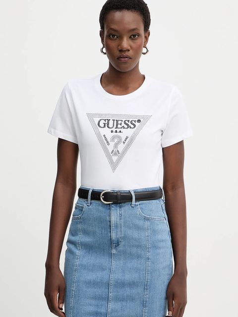 Guess t-shirt bawełniany damski kolor biały W5BI18 I3Z14 - zdjęcie produktu nr 1