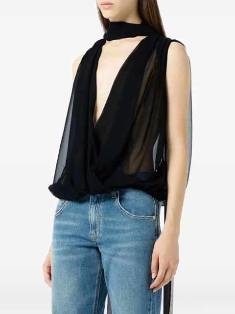 Blumarine georgette sash top - Black