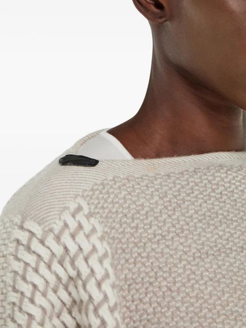 Ferragamo jacquard wool poncho - Neutrals - zdjęcie produktu nr 2