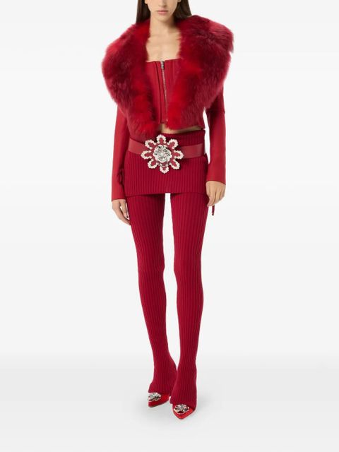 Blumarine cut-out ribbed-knit leggings - Red - zdjęcie produktu nr 2