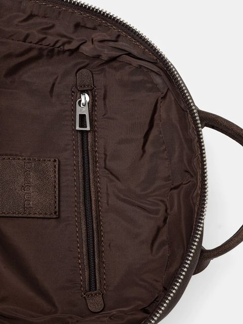 Desigual plecak POKER FACE CHEST damski kolor brązowy mały z aplikacją 25WAKP22