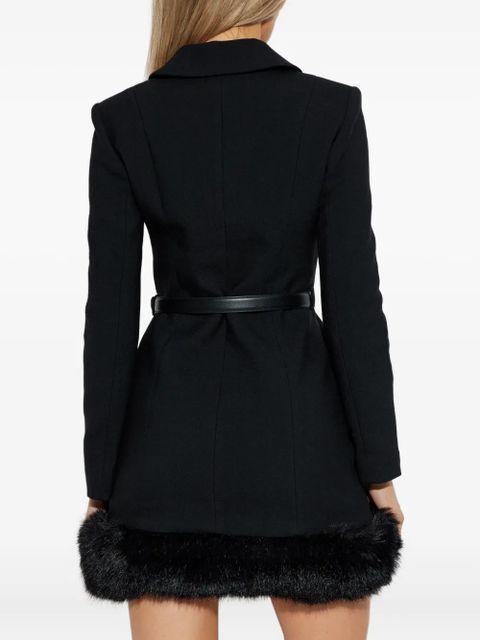 Self-Portrait buttoned faux-fur mini dress - Black - zdjęcie produktu nr 2