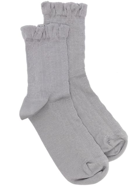 GANNI short ruffle socks - Grey