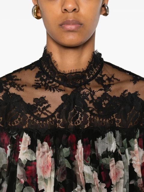 ZIMMERMANN lace-trimmed floral blouse - Black
