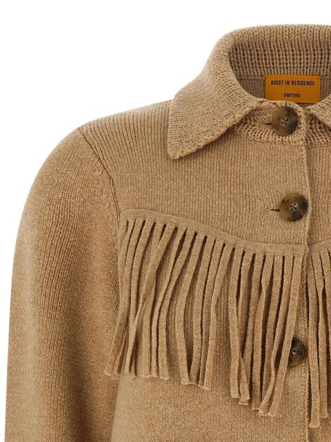 Guest In Residence fringe-detailed wool cardigan - Neutrals