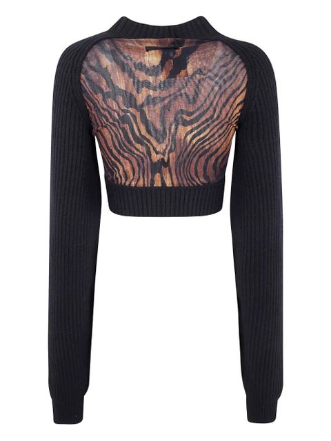 Jean Paul Gaultier wood-print wool top - Black