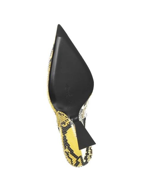 The Attico snake-print slingback pumps - Yellow