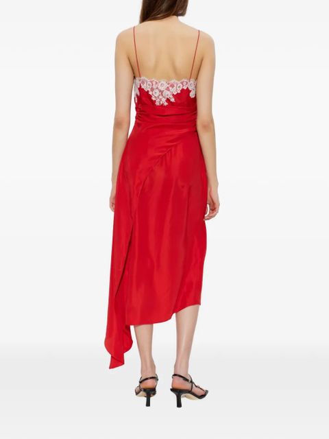 Moschino lace asymmetric midi dress - Red