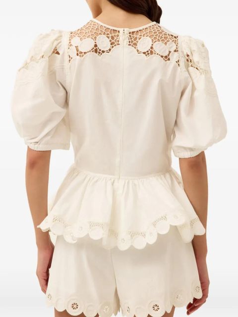 Marie Oliver Lucile lace peplum top - White