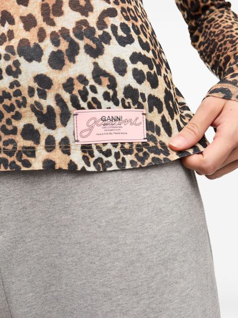 GANNI leopard-print top - Brown