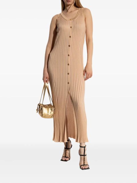 Versace ribbed button-down midi dress - Neutrals