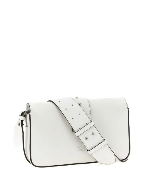 PINKO studs buckle leather shoulder bag - White