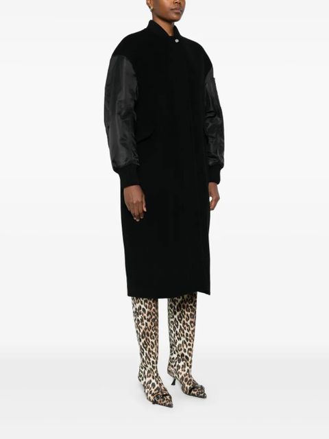 PINKO satin-sleeve wool coat - Black