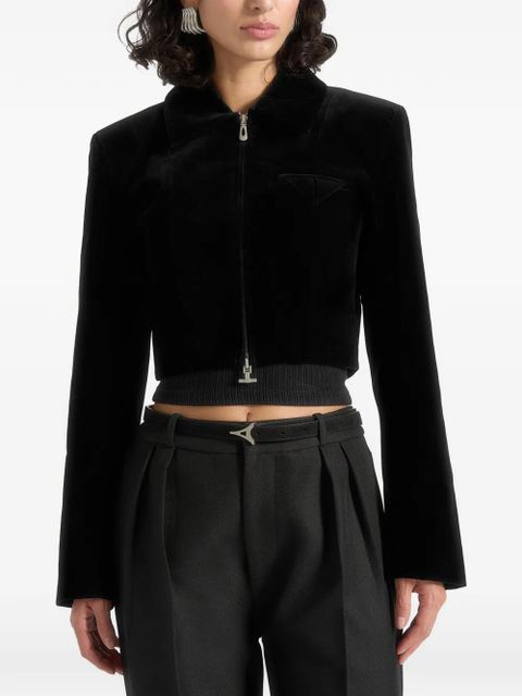 Manière De Voir Adina dual-zip textured cropped jacket - Black - zdjęcie produktu nr 1