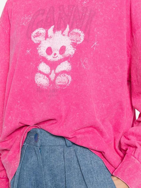 GANNI graphic long-sleeve T-shirt - Pink