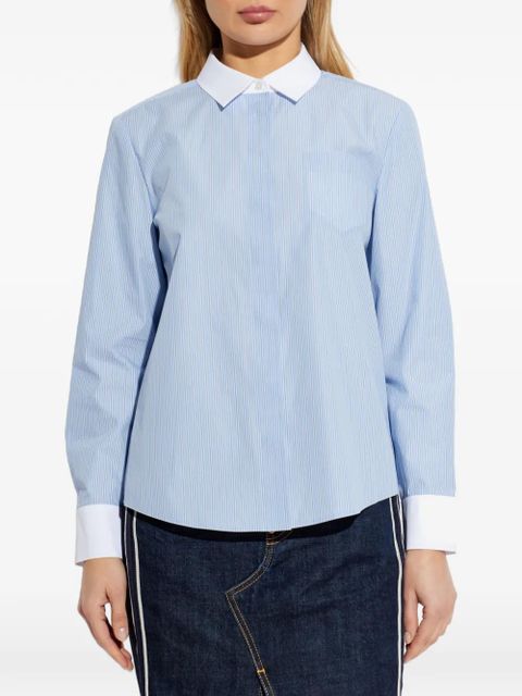 Tory Burch contrast-border striped shirt - Blue
