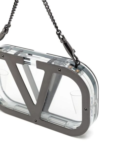 Valentino Garavani logo-plaque clear clutch - Black