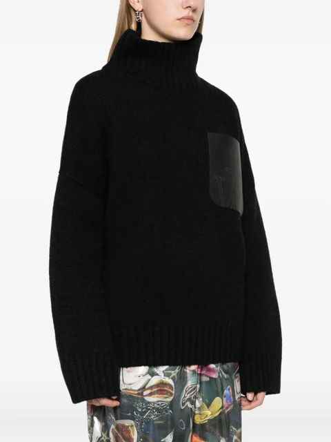JW Anderson high-neck leather-pocket sweater - Black