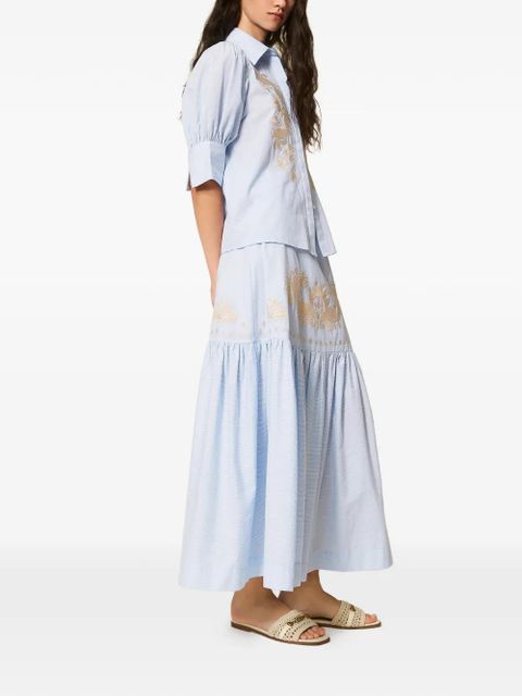 TWINSET embroidered pinstripe skirt - Blue