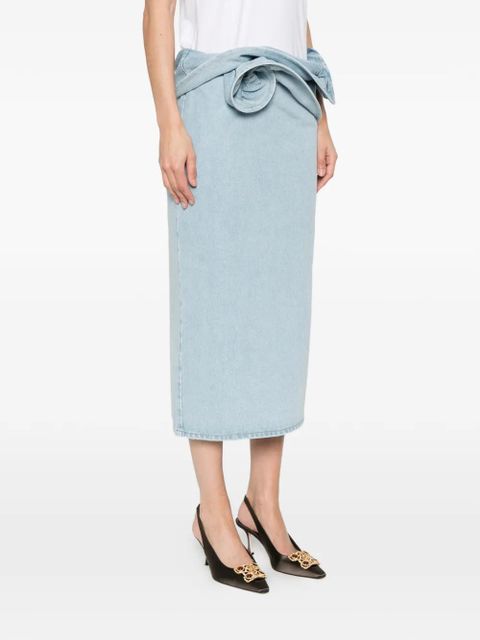 Magda Butrym rose-detail midi skirt - Blue