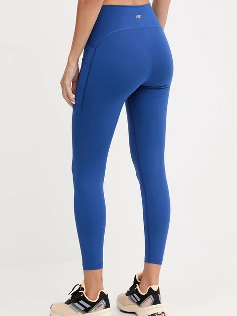 New Balance legginsy treningowe damskie kolor niebieski gładkie WP51268GAB