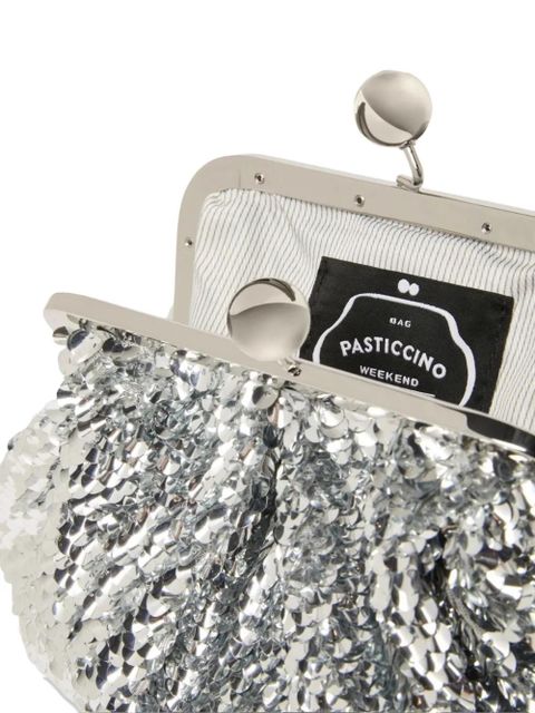 Weekend Max Mara sequin chain clutch bag - Silver